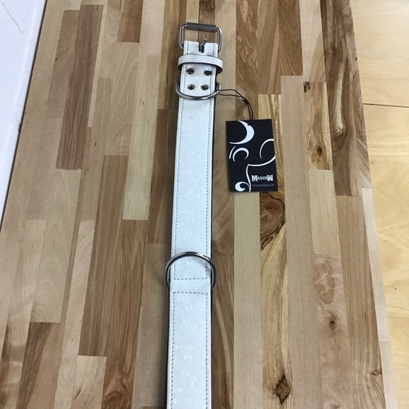 Madcow Ecru black genuine leather contemporary country vibe dog collar handmade - Picture 8 of 15